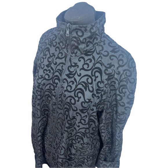 VTG 90’s Black/Brocade SACKABLES Reversible lightweight jacket Rainjacket Sz Md. - Picture 2 of 14